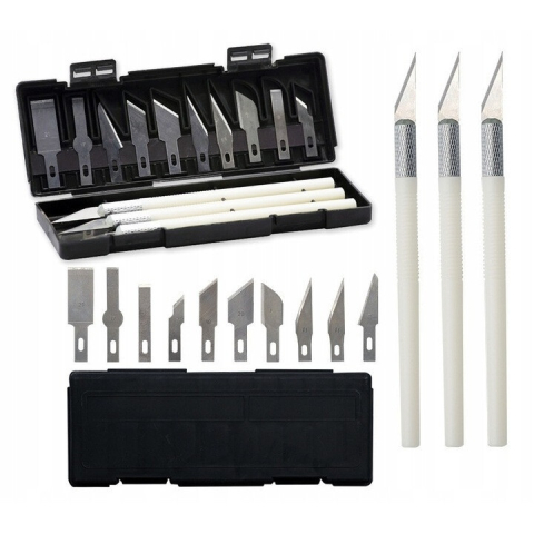 Set 13 cutite pentru modelare, de precizie, lame interschimbabile, plastic/otel inoxidabil, 15.5 cm, cutie depozitare, negru [10]