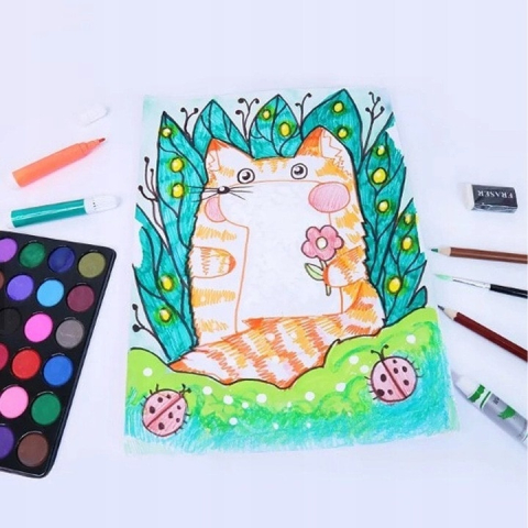 Set 145 piese pictura si desen, cu gentuta tip geamantan, maner rezistent, 34 x 23 x 9 cm [7]