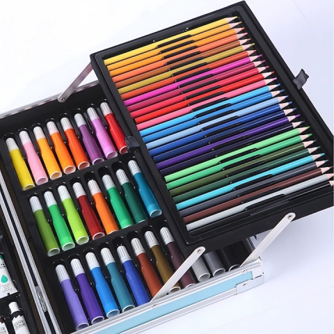 Set 145 piese pictura si desen, cu gentuta tip geamantan, maner rezistent, 34 x 23 x 9 cm [3]