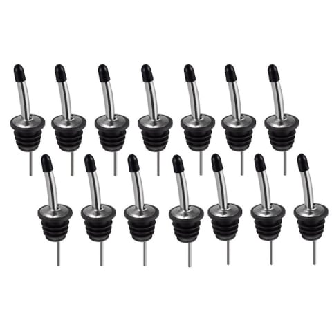 Diverse bucatarie - Set 14x Dop cu picurator pentru bauturi, otel inoxidabil, 10.8 x 2.9 cm, negru