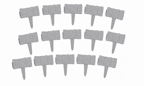 Set 15 borduri decorative pentru gradina, imitatie piatra, modulare, fixare in sol, 25 x 23 cm fiecare, gri [1]