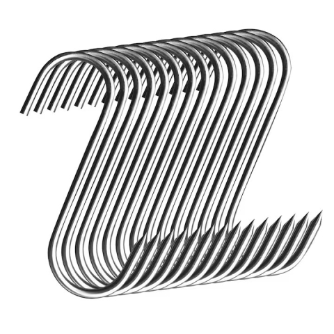 Set 15 carlige pentru agatare in afumatoare, argintii 14.5 cm, grosime 3 mm, otel inoxidabil forma S cu capat penetrant, pentru procesarea preparatelor din carne [4]
