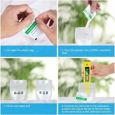 Set 15 plicuri solutii de calibrare apa, pentru PH, 4.00 pH, 6.86 pH si 9.18 pH [3]