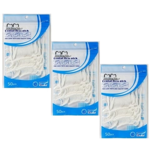 Ustensile îngrijire - Set 150 ata dentara tip scobitoare, 50 bucati/set, alb