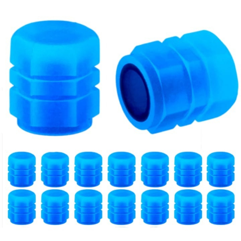 Iluminat biciclete - Set 16 capace pentru supapa cauciucuri, fosforescente, universale, ABS, albastru