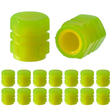 Iluminat biciclete - Set 16 capace pentru supapa cauciucuri, fosforescente, universale, ABS, galben