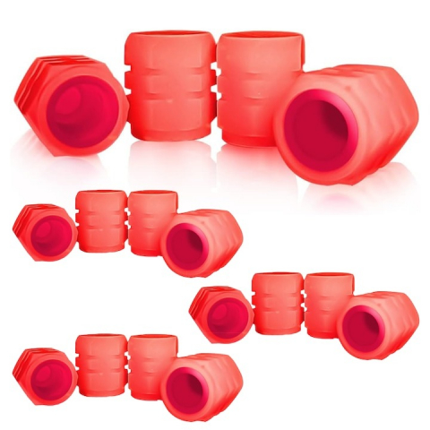 Iluminat biciclete - Set 16 capace pentru supapa cauciucuri, fosforescente, universale, ABS, rosu