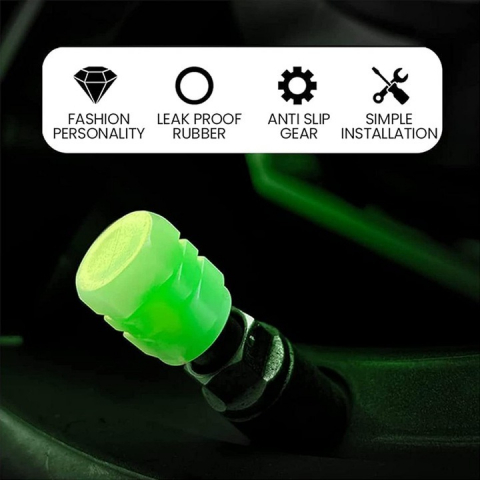 Set 16 capace pentru supapa cauciucuri, fosforescente, universale, ABS, verde [3]
