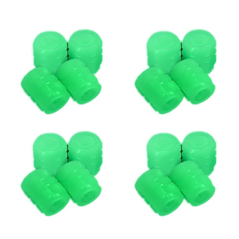 Iluminat biciclete - Set 16 capace pentru supapa cauciucuri, fosforescente, universale, ABS, verde
