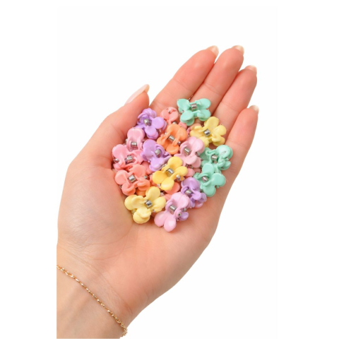 Set 16 cleme par mini model iepuras, culori pastel, cutie transparenta depozitare, sistem arc metalic [2]