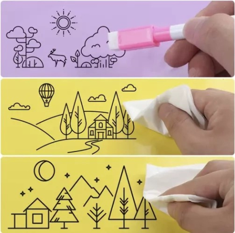 Set 16 markere cu stergere uscata, 8 culori, cu magnet, 11.5 x 1.2 cm [9]