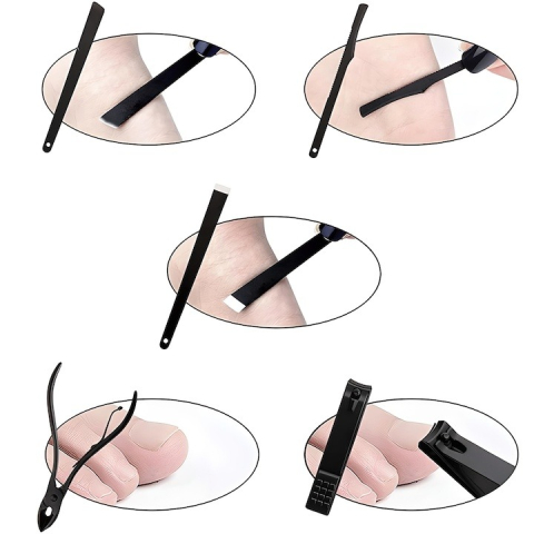 Set 16 piese pentru manichiura si pedichiura, trusa profesionala cu instrumente din otel inoxidabil, etui elegant negru cu interior rosu, compact si portabil, ideal pentru calatorii si ingrijirea comp [3]