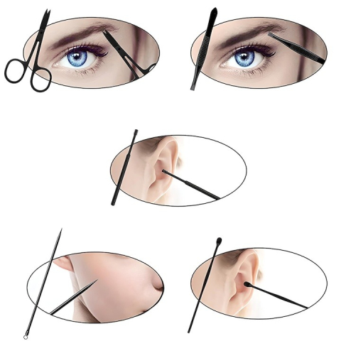 Set 16 piese pentru manichiura si pedichiura, trusa profesionala cu instrumente din otel inoxidabil, etui elegant negru cu interior rosu, compact si portabil, ideal pentru calatorii si ingrijirea comp [8]