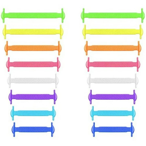 Diverse Accesorii - Set 16 sireturi din silicon, elastice, fara legare, universale, multicolore – confort si rapiditate pentru orice tip de incaltaminte
