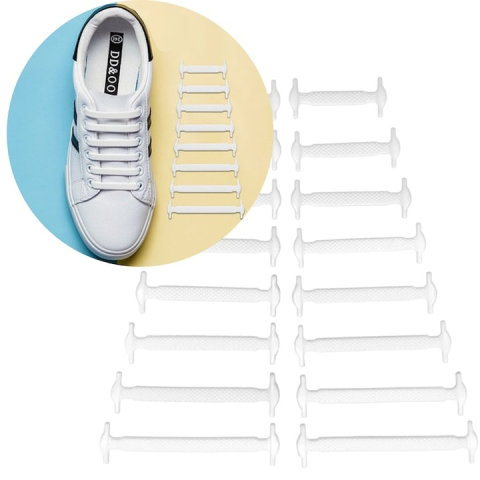 Set 16 sireturi elastice universale pentru incaltaminte din silicon - Alb [2]