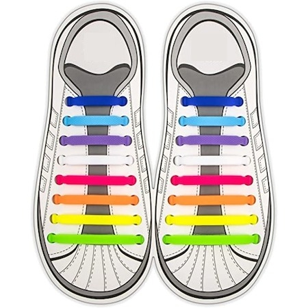 Accesorii incaltaminte - Set 16 sireturi elastice universale pentru incaltaminte din silicon - Multicolor