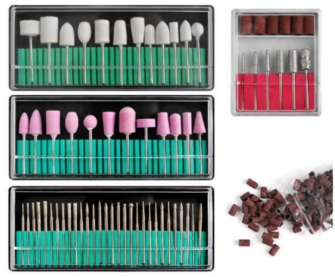 Ustensile îngrijire unghii - Set 160 capete pentru freza electrica, diamantate, modele diferite, pentru manichiura si pedichiura