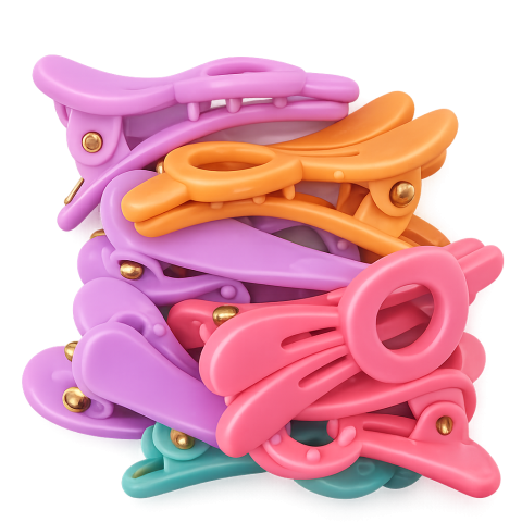 Set 18 elastice par 1.5 cm si 5 cleme 3 cm model iepuras, cutie organizator transparenta, multicolor [8]