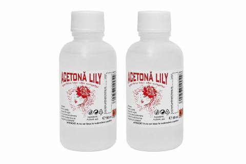 Ojă și Lac unghii - Set 2 Acetone Lily pentru indepartarea ojei si curatarea unghiilor, 50 ml fiecare