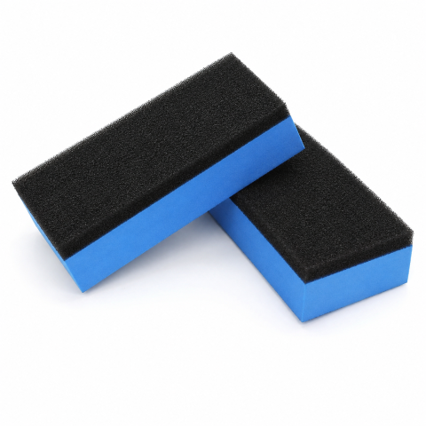 Alte articole auto - Set 2 aplicatoare detailing auto din spuma 6,7 x 2,7 x 1,2 cm, bureti pentru aplicarea coatingului ceramic, cerii si dressingului, reutilizabili, albastru/negru