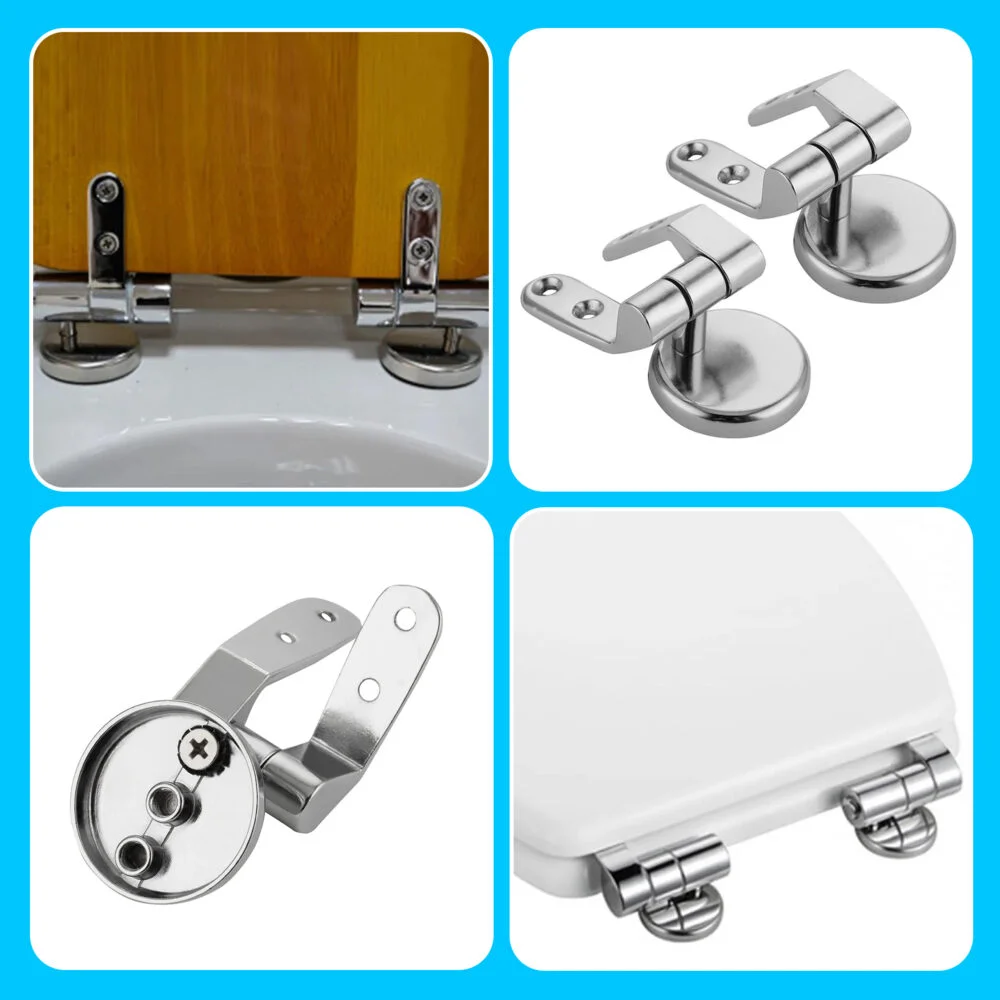 Set 2 balamale pentru capac de toaleta din otel inoxidabil, tip U, argintiu, 45/50 mm, set complet cu suruburi si accesorii de montaj [7]