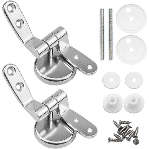 Set 2 balamale pentru capac de toaleta din otel inoxidabil, tip U, argintiu, 45/50 mm, set complet cu suruburi si accesorii de montaj [2]