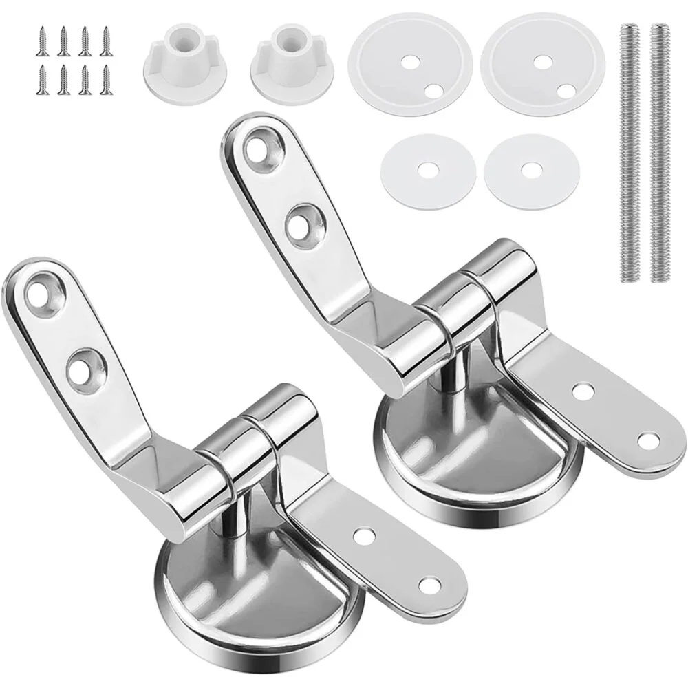 Diverse baie - Set 2 balamale pentru capac de toaleta din otel inoxidabil, tip U, argintiu, 45/50 mm, set complet cu suruburi si accesorii de montaj