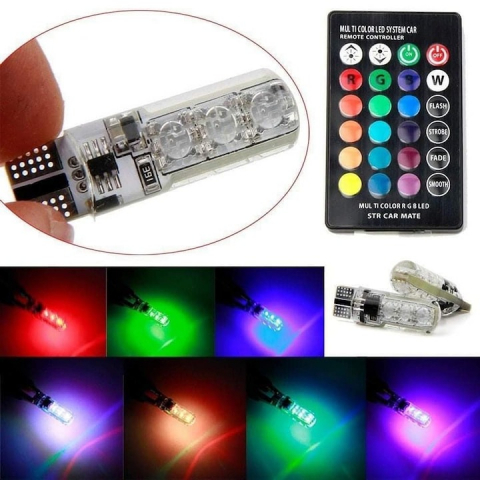 Set 2 becuri auto, LED, T10, RGB, 12V [1]