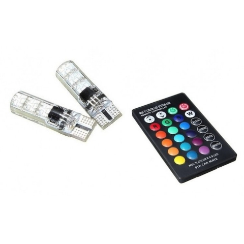 Set 2 becuri auto, LED, T10, RGB, 12V [4]