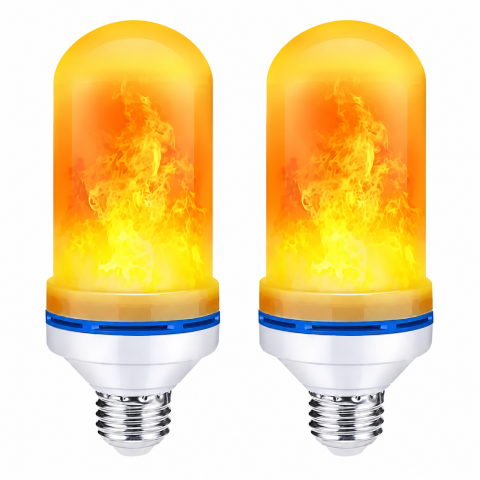 Set 2 becuri LED alb cald 15 x 6 cm, E27, 9W, efect flacara vie, 3 moduri iluminare, 1300-1800K, IP44, iluminat decorativ ambiental [1]