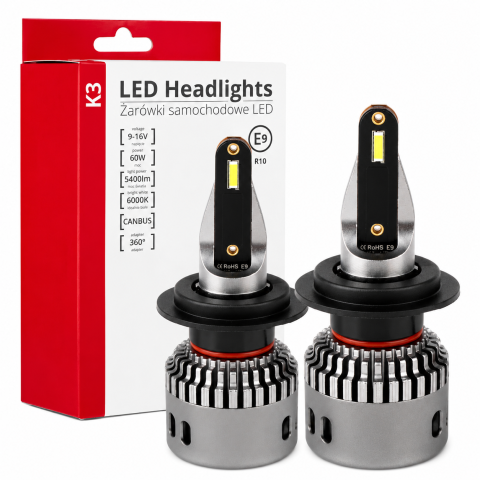 ARTICOLE AUTO - Set 2 becuri LED H7 alb 6000K, 5400 lm, 60W, 9-16V, CSP, CANBUS, IP67