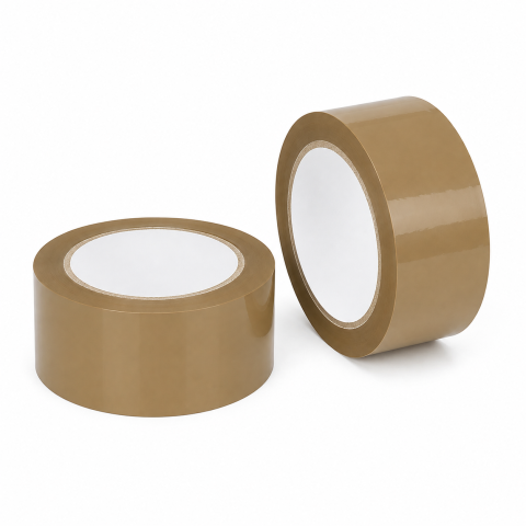 Diverse accesorii papetarie - Set 2 benzi adezive pentru ambalare maro, 48 mm x 90 m fiecare, lipire puternica pentru cutii, colete si pachete, rezistente la rupere
