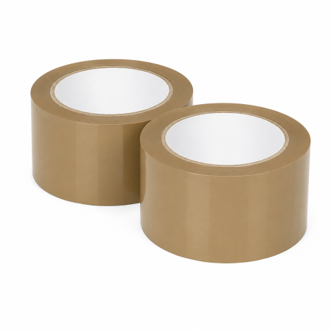 Set 2 benzi adezive pentru ambalare maro, 48 mm x 90 m fiecare, lipire puternica pentru cutii, colete si pachete, rezistente la rupere [2]