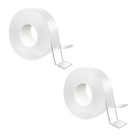 Diverse uz casnic - Set 2 benzi dublu adezive pentru uz casnic, reutilizabile, lungime 5 m, latime 3 cm, transparente