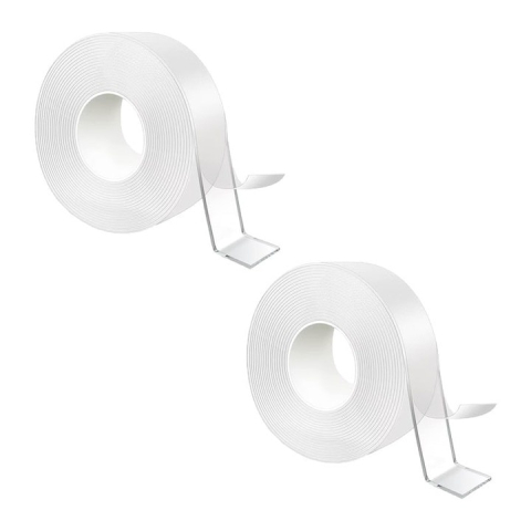 CASA & GRADINA - Set 2 benzi dublu adezive transparente, 5 metri pe rola, siliconice, flexibile, rezistente la apa, reutilizabile, nu lasa urme, aplicabile pe diverse suprafete