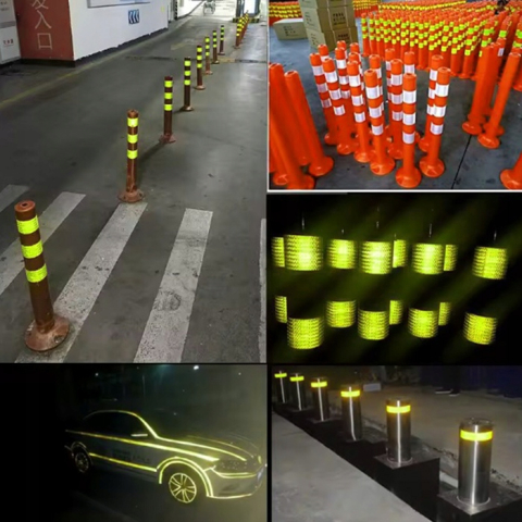 Set 2 benzi reflectorizante autoadezive verde fluorescent, 10 m x 5 cm fiecare, rezistente la intemperii, reflectie intensa, pentru marcaj, semnalizare si siguranta [1]