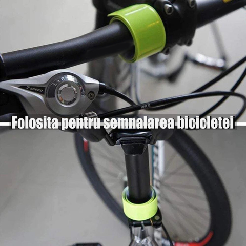 Set 2 benzi reflectorizante verzi reutilizabile pentru brat si echipamente, auto-fixare rapida, 40x3 cm, rezistente la ploaie [2]