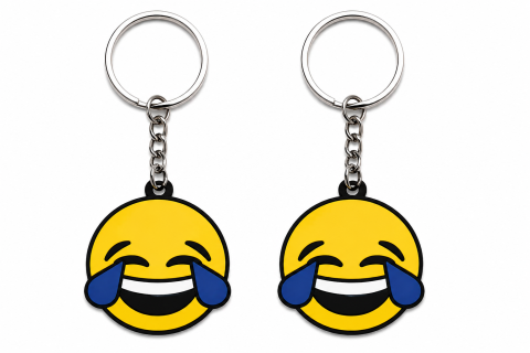 CASA & GRADINA - Set 2 brelocuri cu emoticon ras cu lacrimi, model Smiley Laughing Face