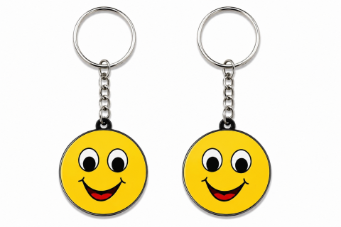 CASA & GRADINA - Set 2 brelocuri cu emoticon zambitor, model Smiley Happy Face
