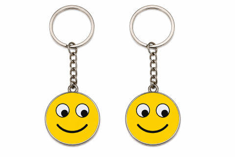 CASA & GRADINA - Set 2 brelocuri pentru chei cu emoticon zambitor, model Smiley Face