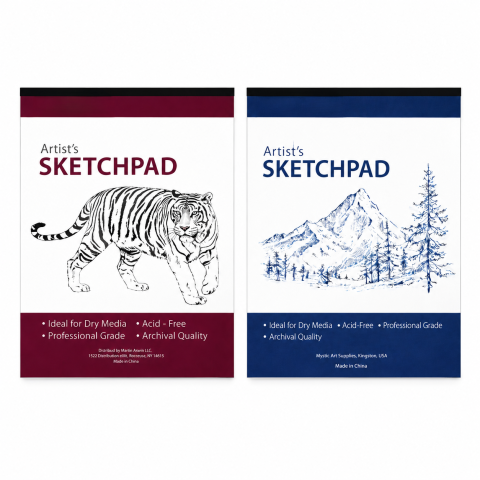 PAPETARIE & BIROTICA - Set 2 caiete pentru schite A3+, 50 file fiecare, hartie 80 g/mp, 28 x 35,5 cm, coperti carton albastra si visinie, Perfect Bound, pentru desen, schitare si ilustratii
