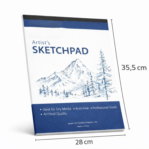 Set 2 caiete pentru schite A3+, 50 file fiecare, hartie 80 g/mp, 28 x 35,5 cm, coperti carton albastra si visinie, Perfect Bound, pentru desen, schitare si ilustratii [5]