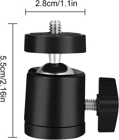 Set 2 capete sferice mini rotative 360 grade cu prindere 1/4 pentru trepied, suport aluminiu pentru lumina LED, microfon, camera video si telefon [4]
