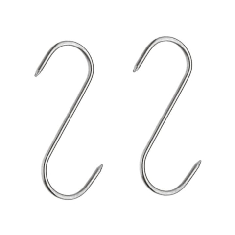 CASA & GRADINA - Set 2 carlige inox pentru afumare carne, macelarie, rezistente, sustinere grea, 17 cm, argintiu