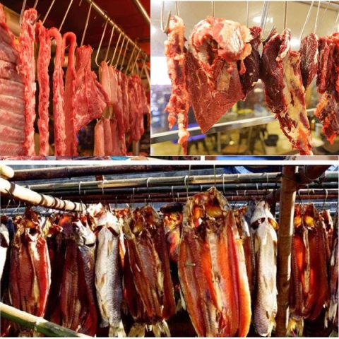 Set 2 carlige pentru afumatoare, argintii 13.5 cm, grosime 2.8 mm, inox rezistent tip S cu varf ascutit, pentru carne, macelarie, uscare si maturare [15]