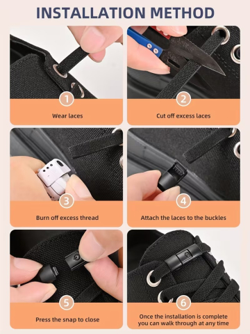 Set 2 catarame pentru legarea sireturilor, cu buton, plastic, universale, alb [4]