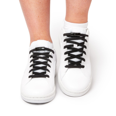 Set 2 catarame pentru legarea sireturilor, cu buton, plastic, universale, negru [3]