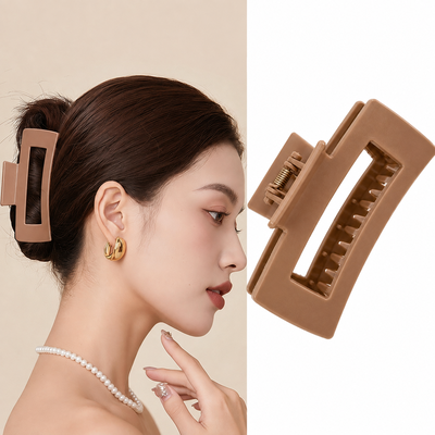 Set 2 clame par, culori variate 10.3 x 5 cm, selectate aleatoriu, clesti lati din plastic rigid cu dinti curbati si arc metalic, pentru par lung, gros si voluminos [6]