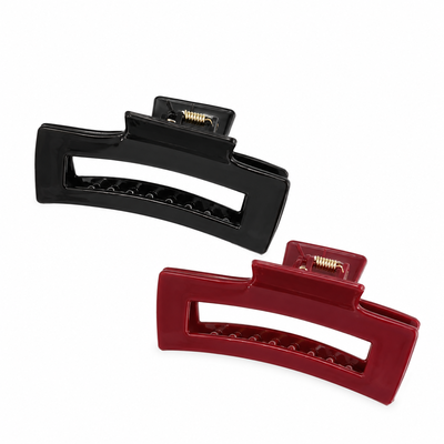 CASA & GRADINA - Set 2 clame par, culori variate 10.3 x 5 cm, selectate aleatoriu, clesti lati din plastic rigid cu dinti curbati si arc metalic, pentru par lung, gros si voluminos