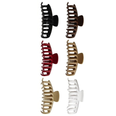 Set 2 clame pentru par 10.9 x 4.5 cm, culori diferite selectate aleatoriu, cleste din plastic rigid cu dinti curbati, pentru par lung si des [3]